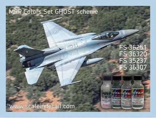 Επίσημο σετ χρωμάτων MRP «Ghost scheme» για ελληνικά F-16, με κωδικούς FS 36251, 36320, 35237, 36307